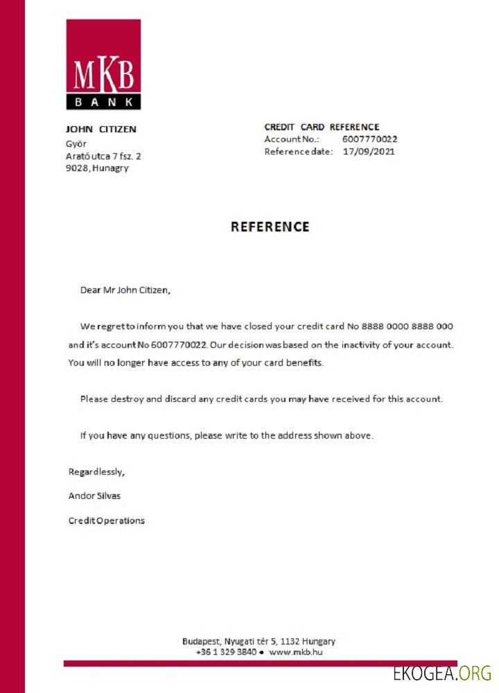 Hongrie , MKB Référence Bank , closure